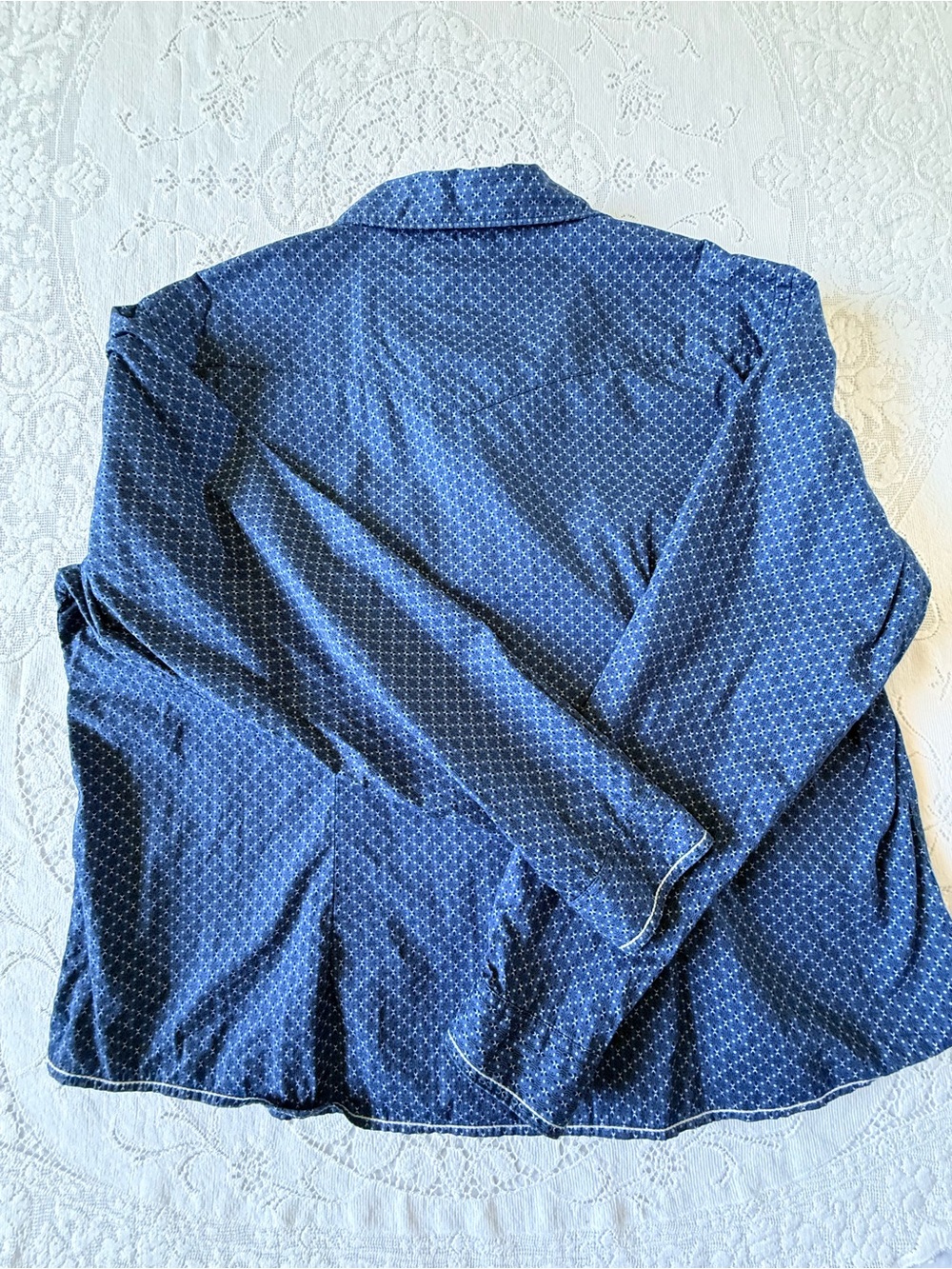 Panhandle Rough Stock Blue Western Pearl Snap Shirt XXL Whipstitch Geo Rodeo - Picture 12 of 13